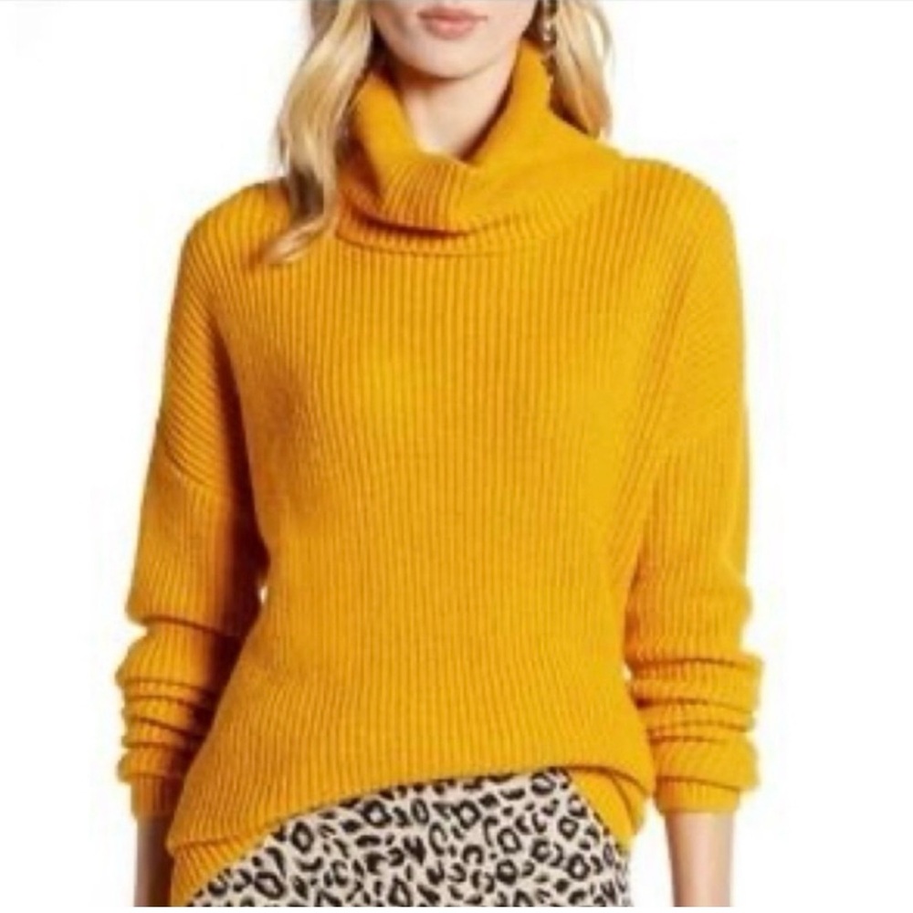 Halogen Mustard Yellow Chunky Turtleneck Sweater Women's Medium